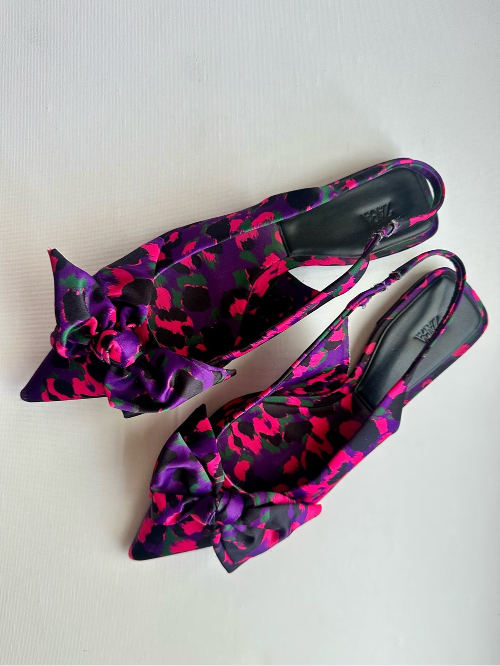 Zara Pointed Slingback Flats in Fuchsia & Purple Animal Print